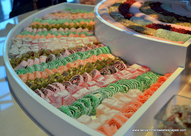 colorful array of Turkish Delights in Rixos The Palm hotel lobby
