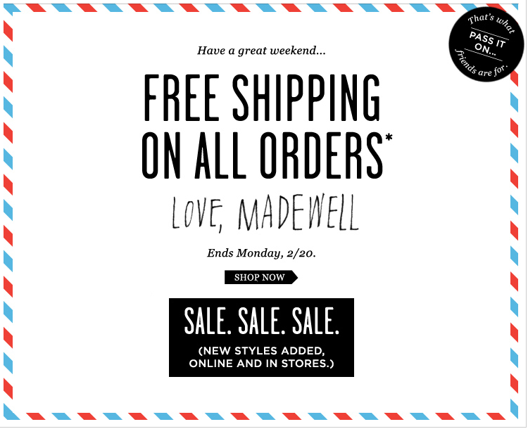 J.Crew Aficionada This Weekend, the Shipping's on Madewell