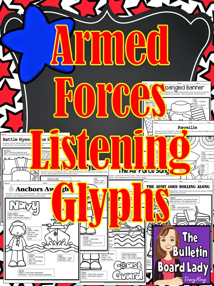 http://www.teacherspayteachers.com/Product/Armed-Forces-Listening-Glyphs-1503267