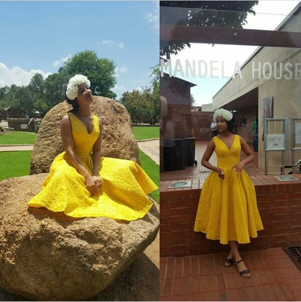  Newlywed Adesua Etomi-Wellington looks every inch the happy wife in pretty yellow dress