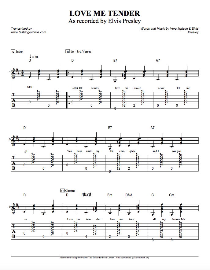 Buy Love Me Tender Sheet Music For Piano Vocal Chords.