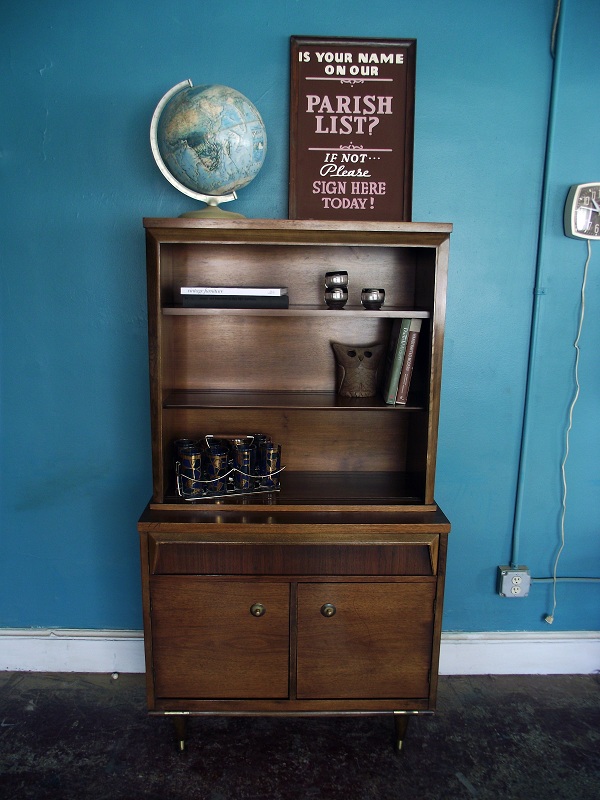 Vintage Ground Narrow Mid Century Bar / Bookcase / Hutch