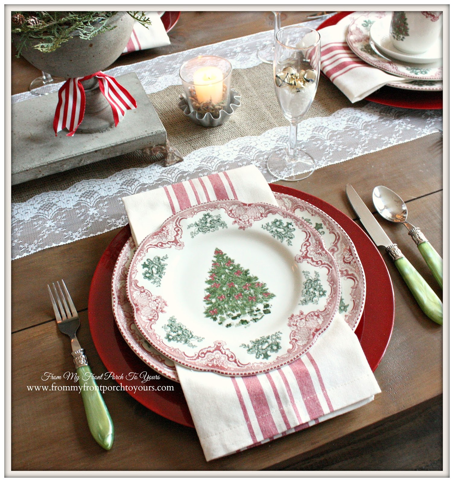 Johnson Bros. Old British Castles Pink-French Farmhouse Vintage Christmas Dining Room- From My Front Porch To Yours