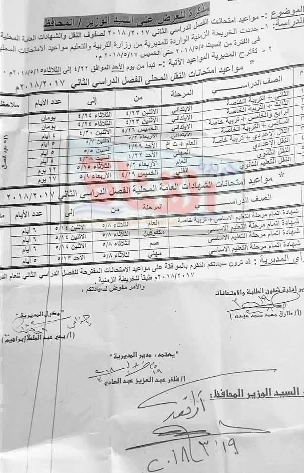 جدول امتحانات الصف الثاني الثانوي 2018 الترم الثاني محافظة الاسماعيليه جدول امتحانات الصف الثاني الثانوي 2018 الترم الثاني محافظة الاسماعيليه