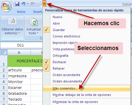 Curso Mentor de Office: Añadir el botón Autoformato... Office 2007 y 2010
