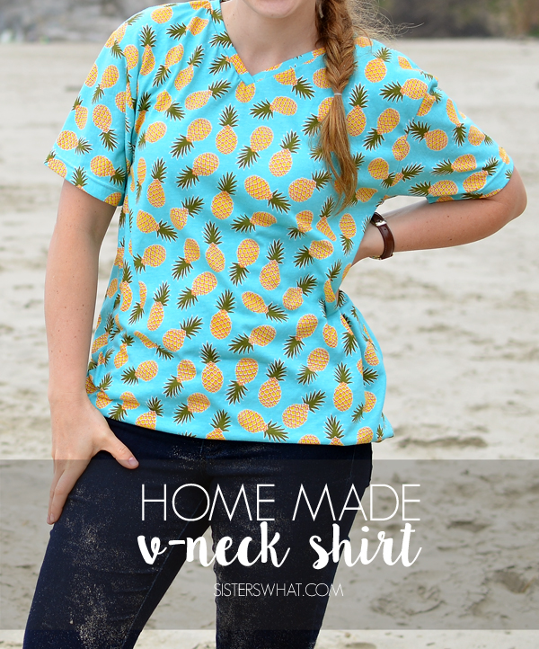 Home made v neck shirt with pineapple fabric!!