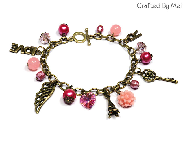 pink Beaded Charm Bracelets