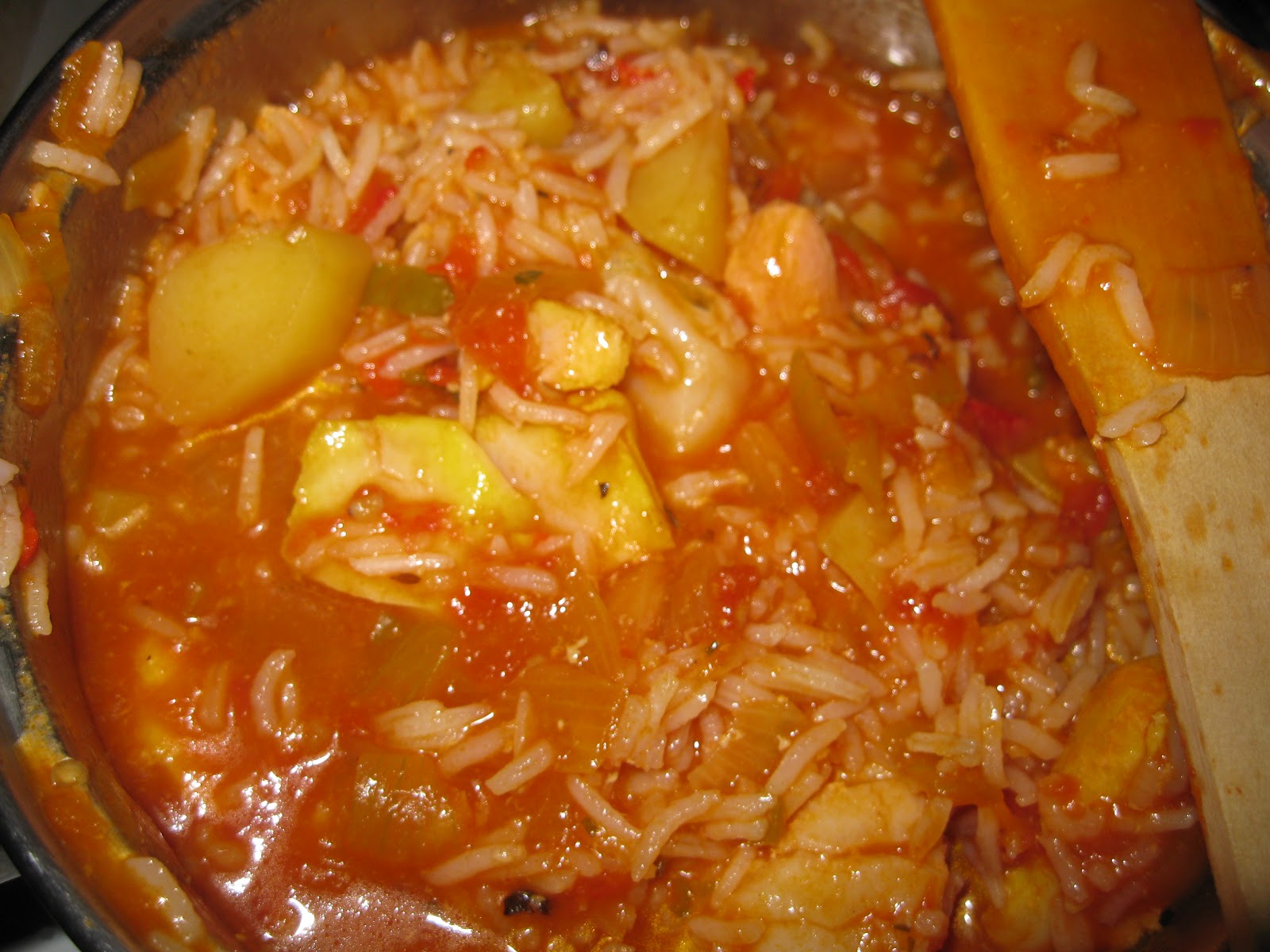 readysteadyausteritycook Fish and spicy tomato rice