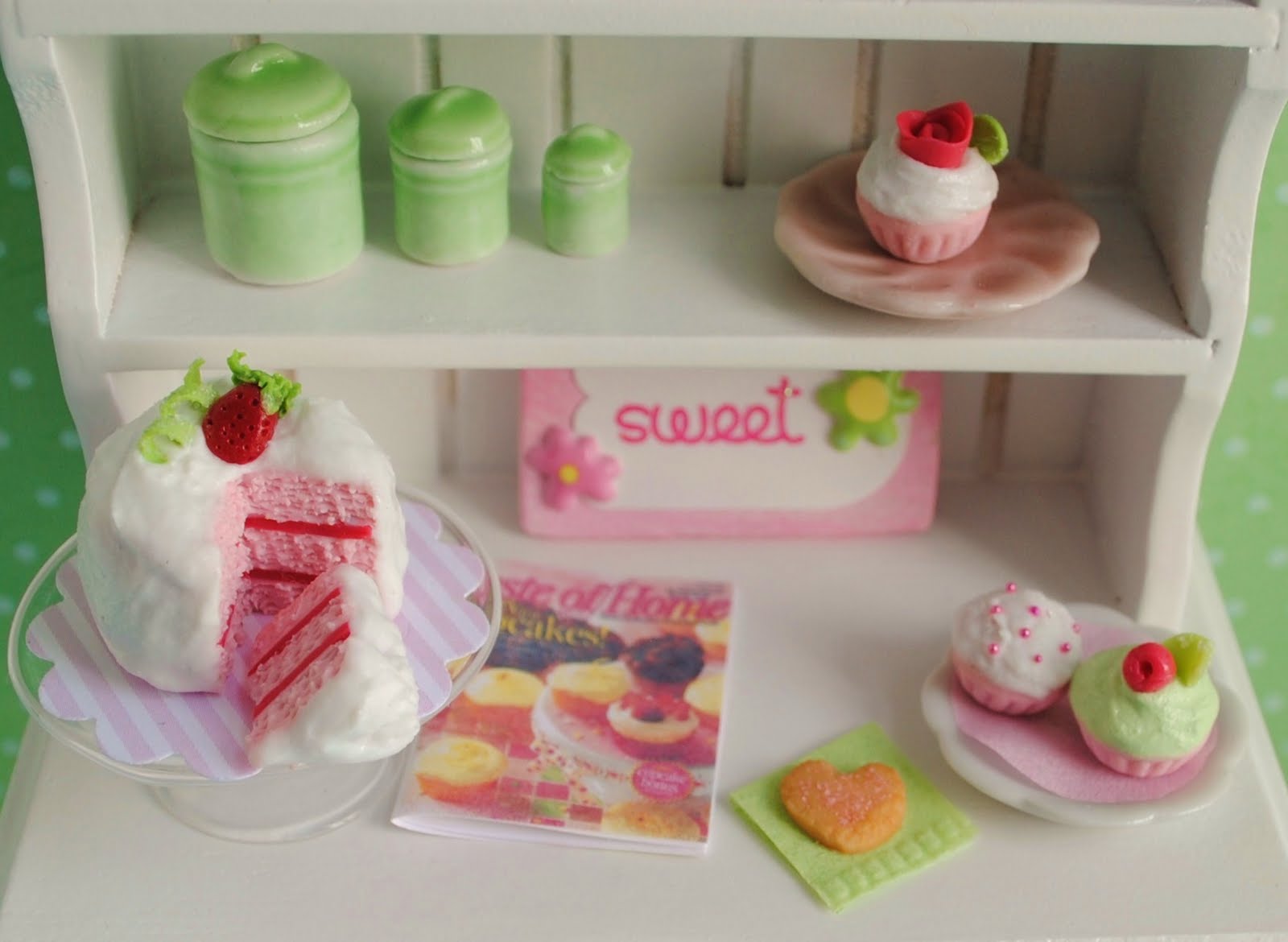 Little Things By Anna {Miniature Kitchen Hutch Filled With Pink And