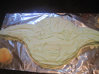 Yoda head with eyes and mouth marked