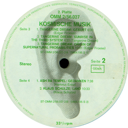 ELECTRONIC ORGY VARIOUS KOSMISCHE MUSIK ( OHR ‎ OMM 2/56027, 2X
