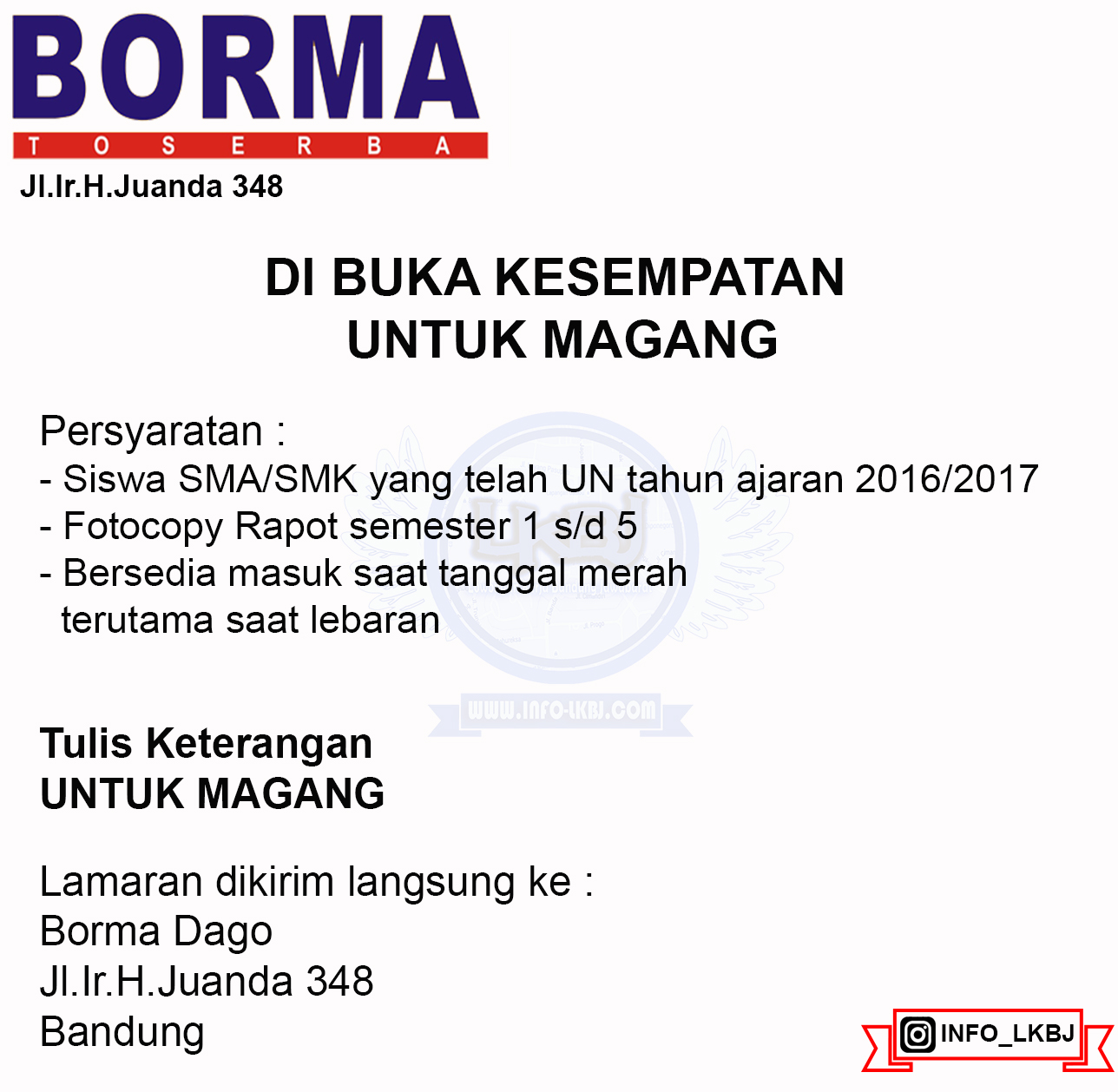 Lowongan Kerja BORMA Bandung Tahun 2018 - Lowongan Kerja 