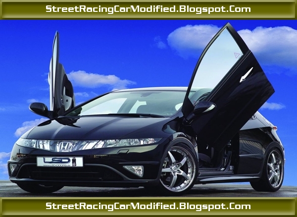 Custom Black Honda Civic With Lambhorghini Doors And Chrome Lowrider Wheels - Street Racing Car