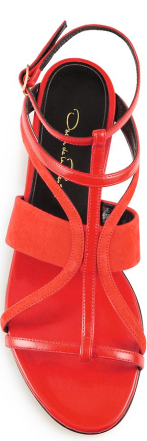 Oscar de la Renta Lexina Suede & Patent Leather Sandals