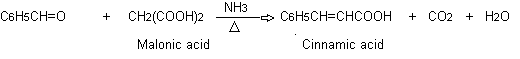By heating benzaldehyde with malonic acid in alcoholic ammonia solution.