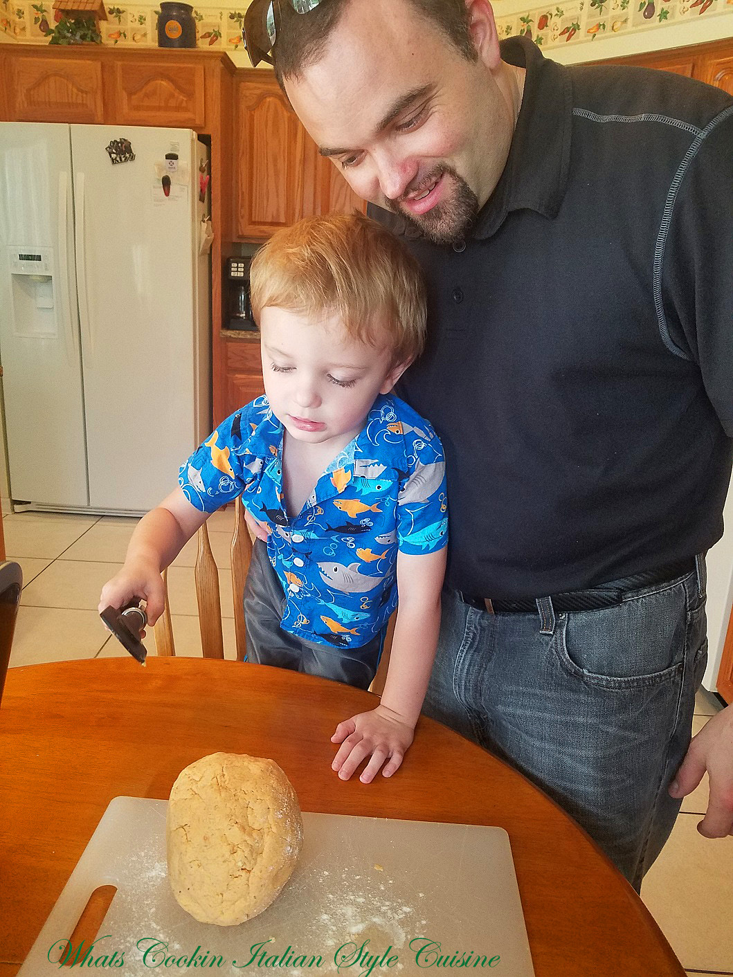Antonio my grandson trying to make sweet potato gnocchi