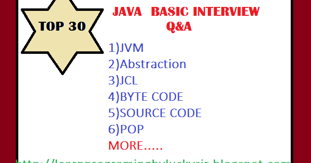 Learnprograming byluckysir java basic interview questions and answers