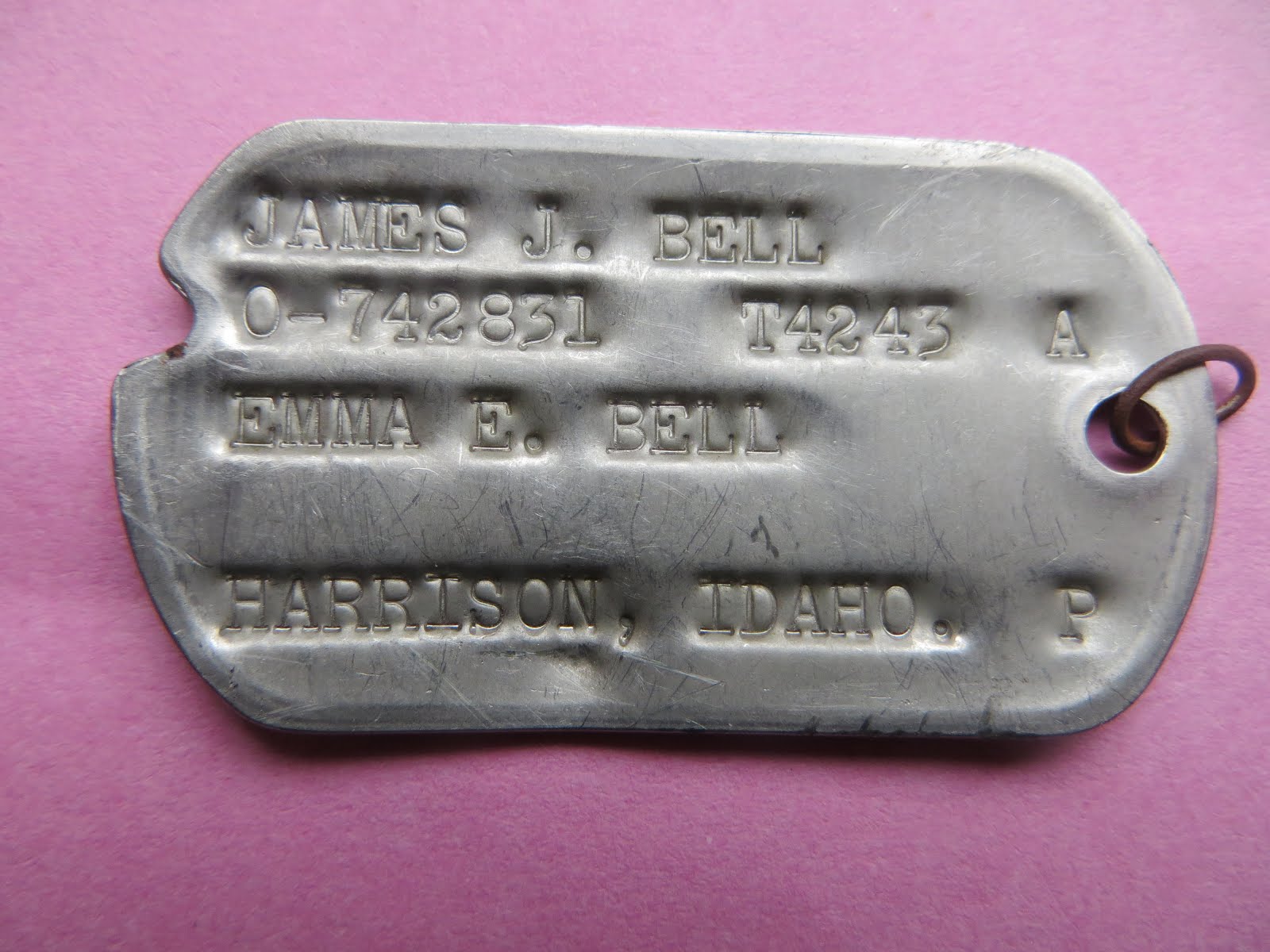 Olive Tree Genealogy Blog FOUND WW2 Dog Tag James J. Bell of Idaho