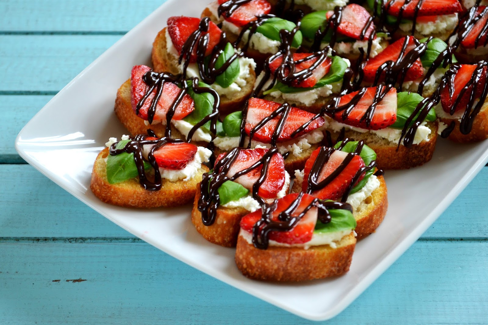 Chocolate Strawberry Goat Cheese Crostini