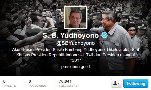 Akun Twitter Resmi Presiden Susilo Bambang Yudhoyono SBYudhoyono