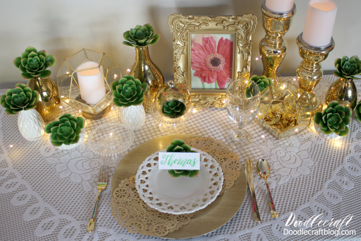 Diy Wedding Gold Emerald Decor Centerpieces