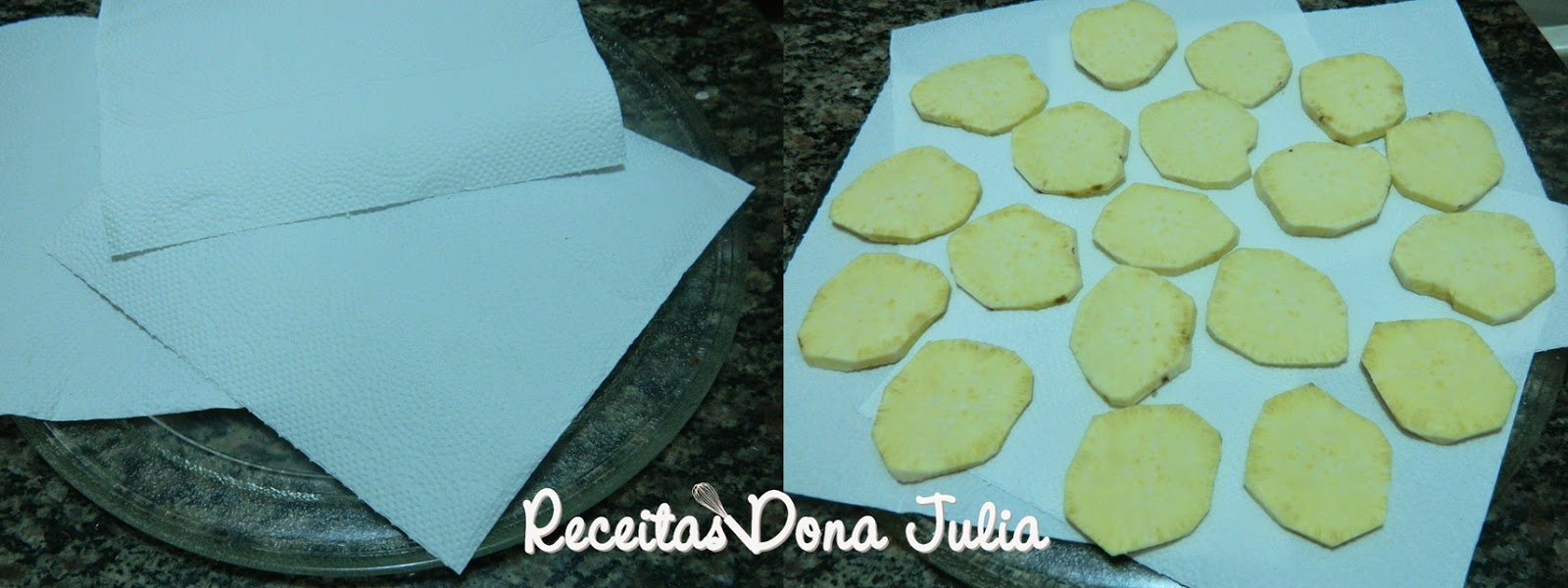 Chips de batata doce no microondas
