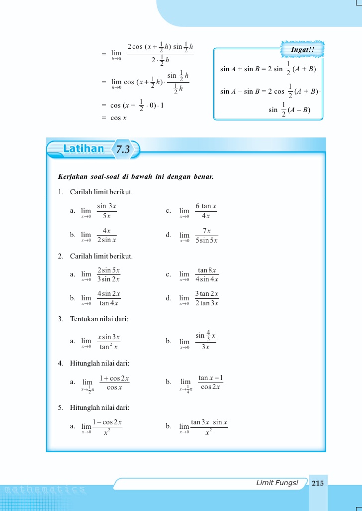 advertise online Matematika Kelas XI BAB 7 Limit fungsi