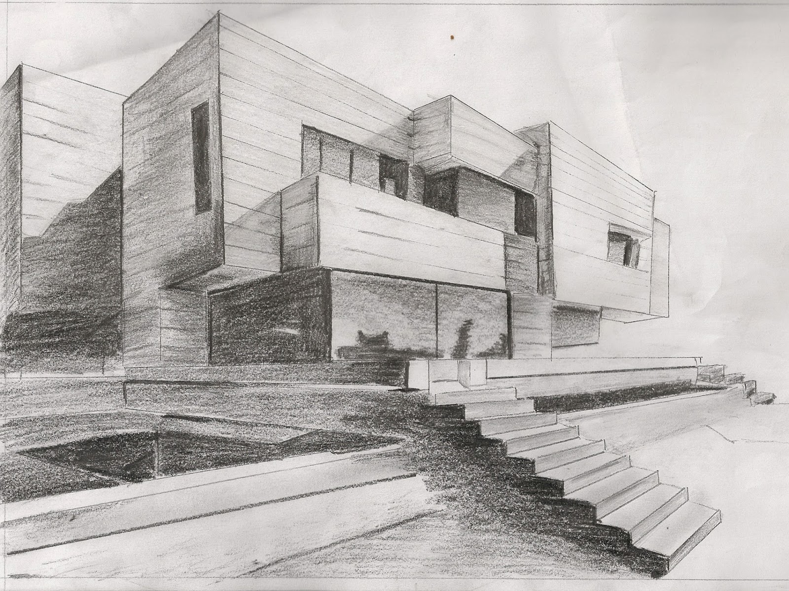 Contemporary Hand Rendered Perspective Drawing For Famous