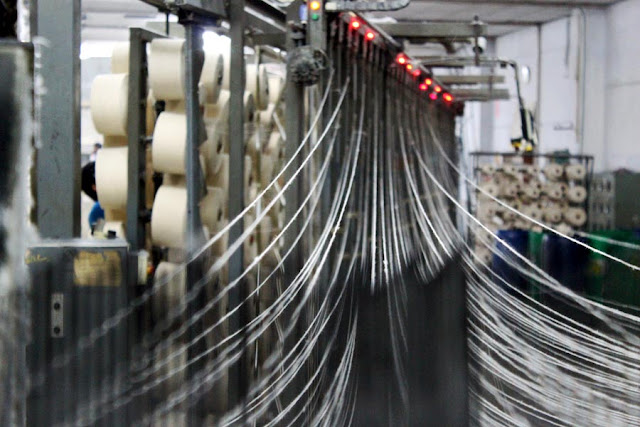 cotton threads in a cotton mill