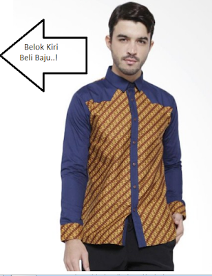 model baju batik pria lengan panjang kombinasi kain polos