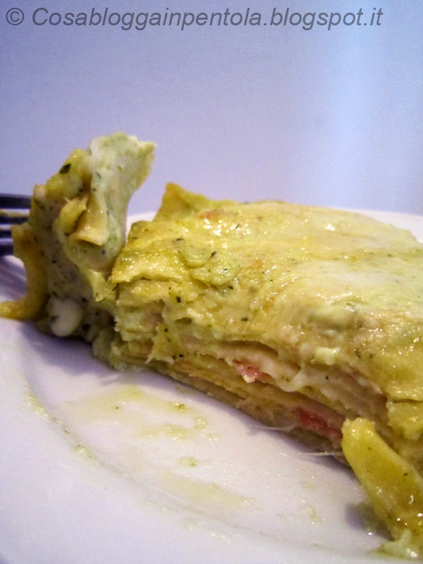 Cosa blogga in pentola Lasagne pesto e prosciutto cotto