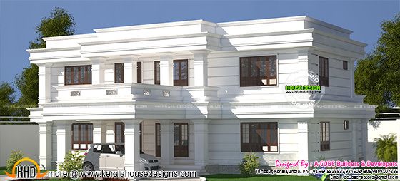 White decorative flat roof home White decorative flat roof home