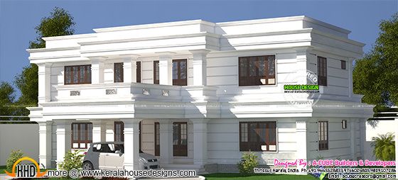 White decorative flat roof home