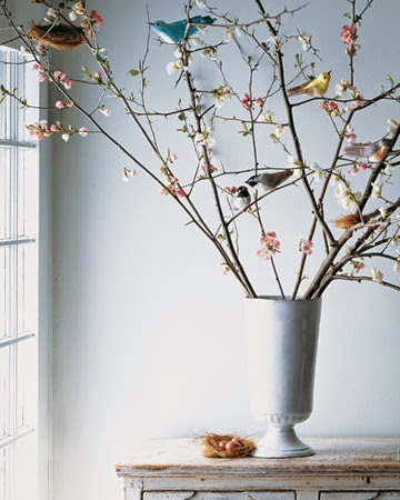amazing spring decoration with birds on blooming branches