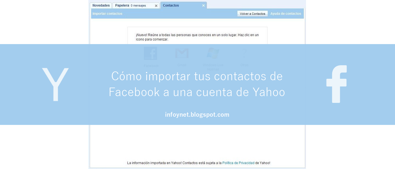 Importar contactos de Facebook a una cuenta de Yahoo