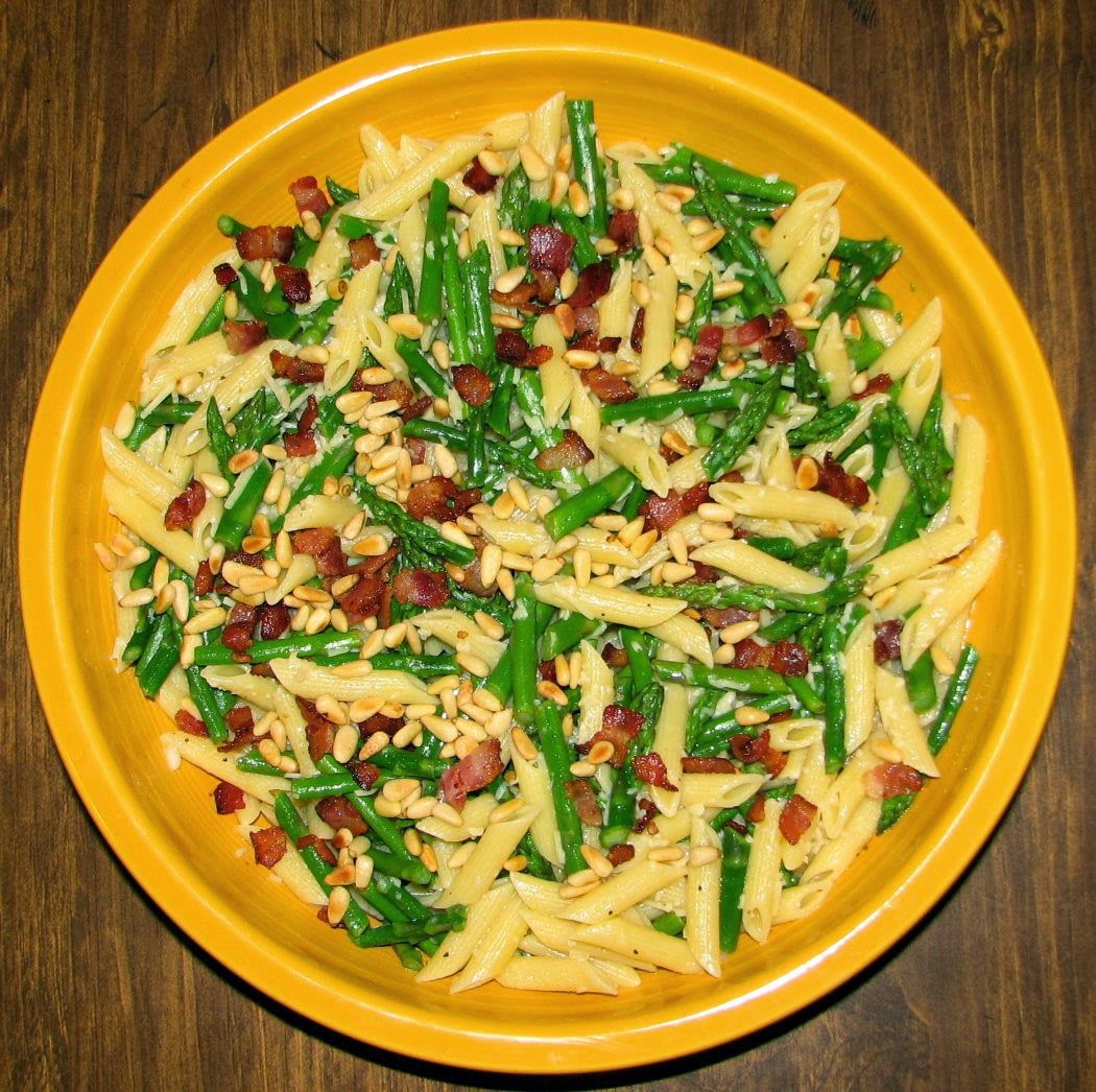 Shel's Kitchen Penne with Asparagus, Bacon and Pine Nuts
