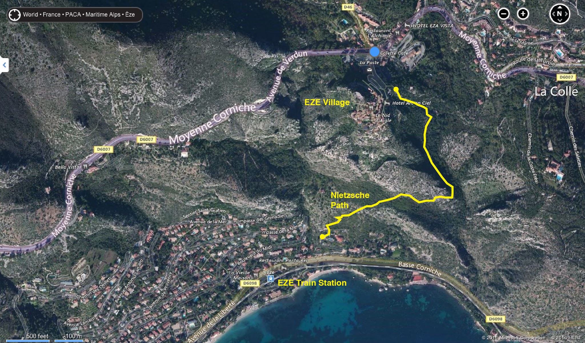 Nietzsche Path Trail Hike, Map, Route, Eze Village, near Nice / Monaco, France