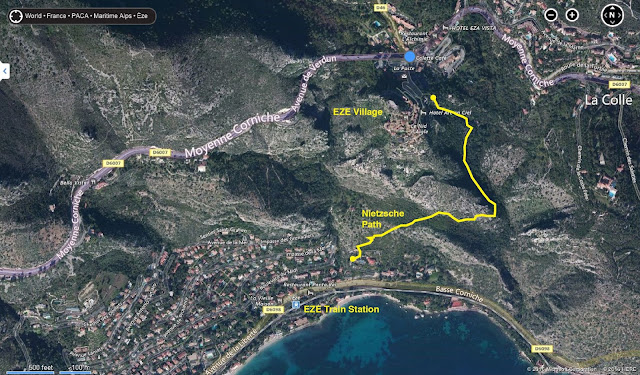 Nietzsche Path Trail Hike, Map, Route, Eze Village, near Nice / Monaco, France