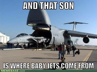 jet fighter in transport plane