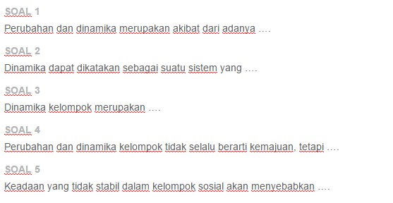 Contoh Soal Dinamika Dalam Kelompok Sosial