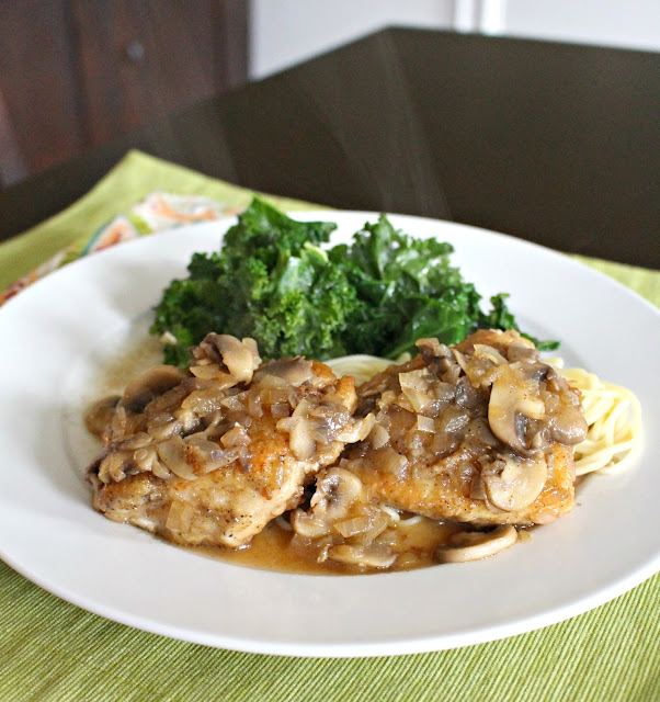 Quick and easy weeknight chicken marsala. Chicken breasts with mushrooms in a rich marsala wine sauce. 25 minute meal.