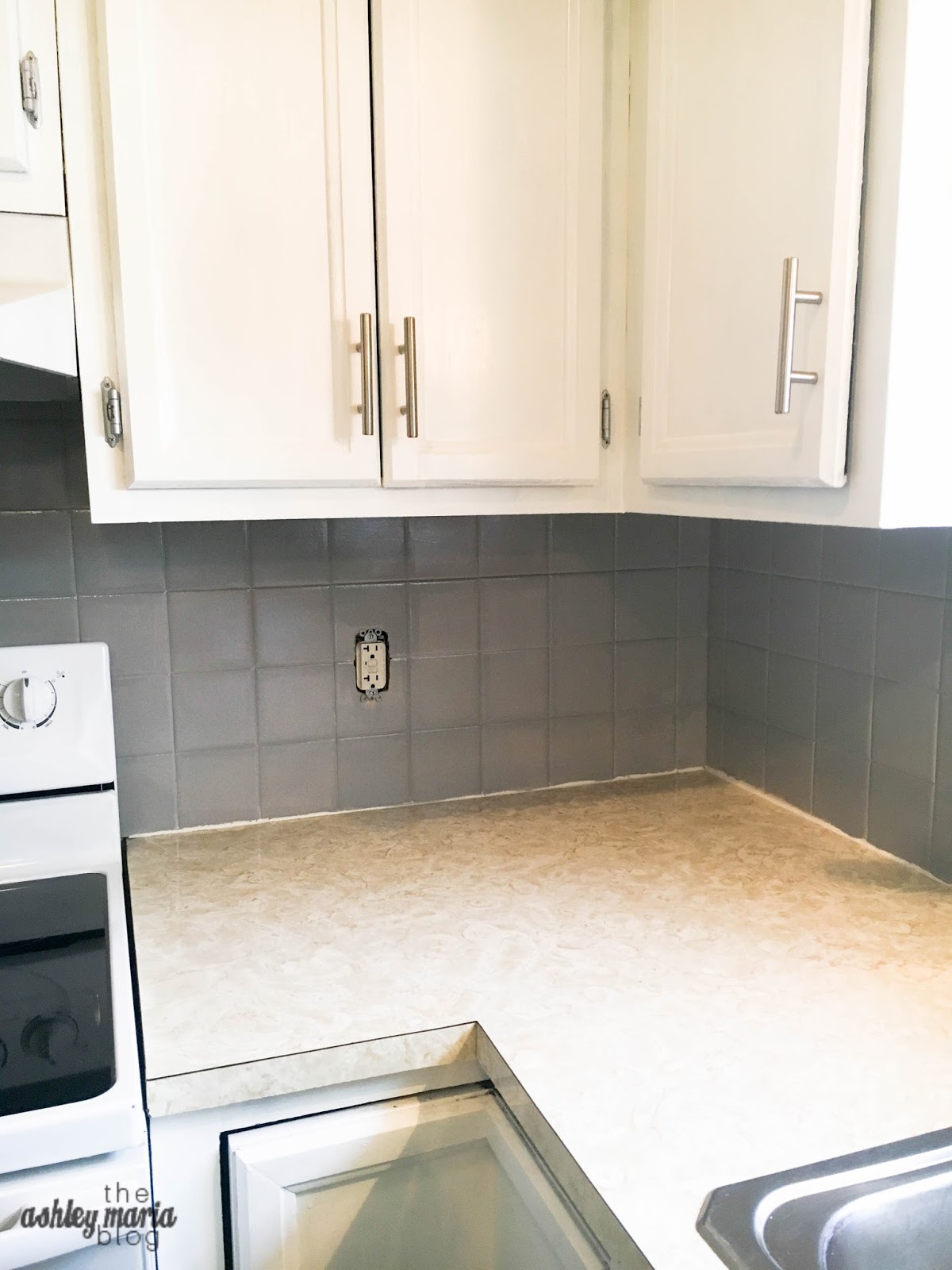 The Ashley Maria Blog DIY Painted Kitchen Back Splash