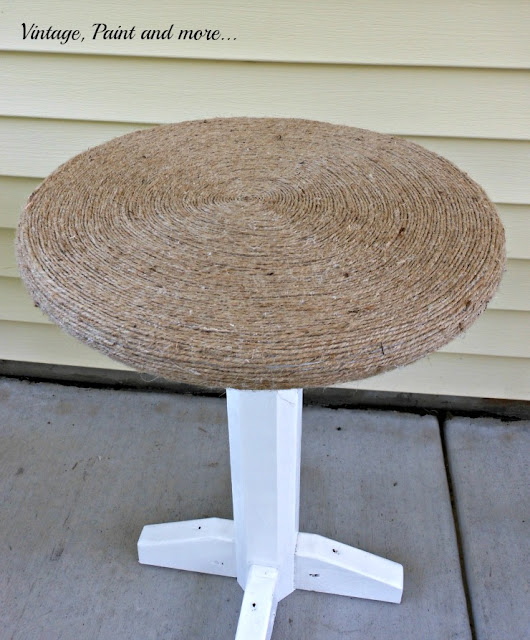 Vintage, Paint and more... twine wrapped table for a beach decor