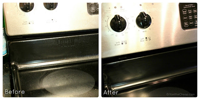 "Before and After" using the Degreaser from the Shaklee Get Clean Starter Kit.