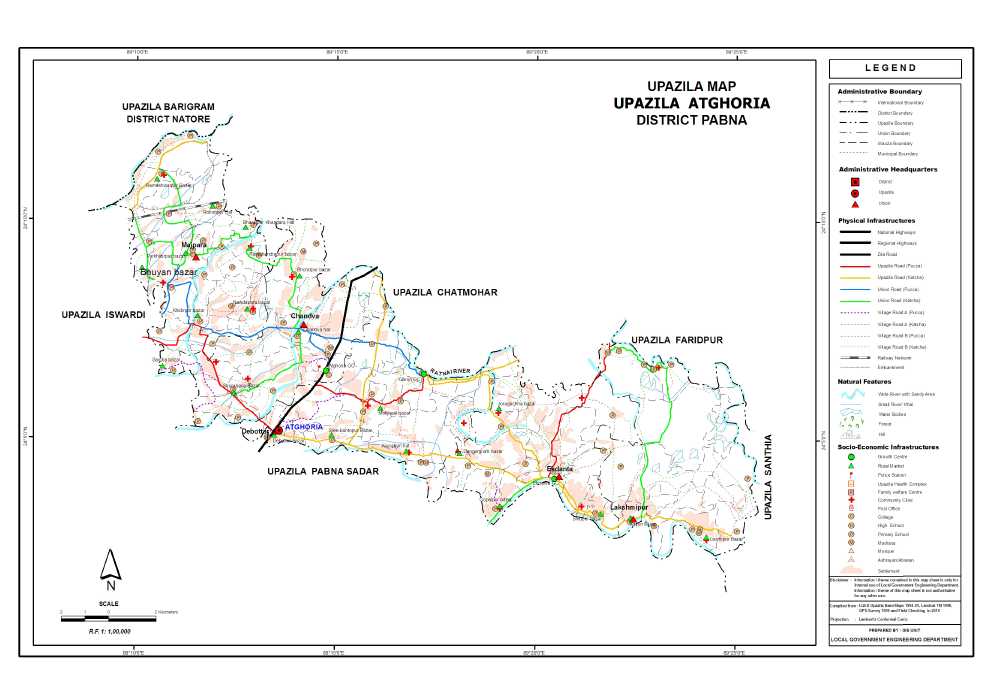 Atghoria Upazila Map Pabna District Bangladesh