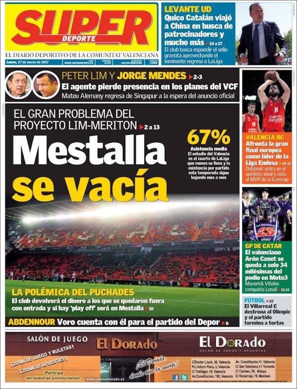 Valencia, Superdeporte: "Mestalla se vacía"