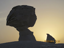 'Chicken and Egg Rock' -- White Desert at sunset, Western Desert Oasis Loop