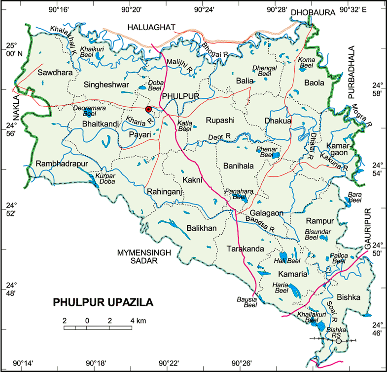 Phulpur Upazila Map Mymensingh District Bangladesh