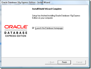 launch Home page Oracle XE