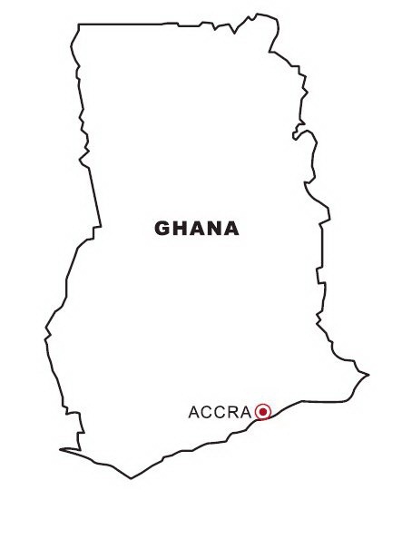 Map of Ghana for coloring | COLOR AREA